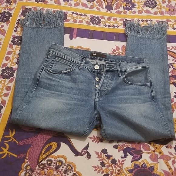 3x1 Stella fringe cropped jeans - Picture 3 of 5